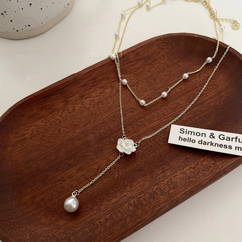 Women's double tassel pearl necklace   HA2142