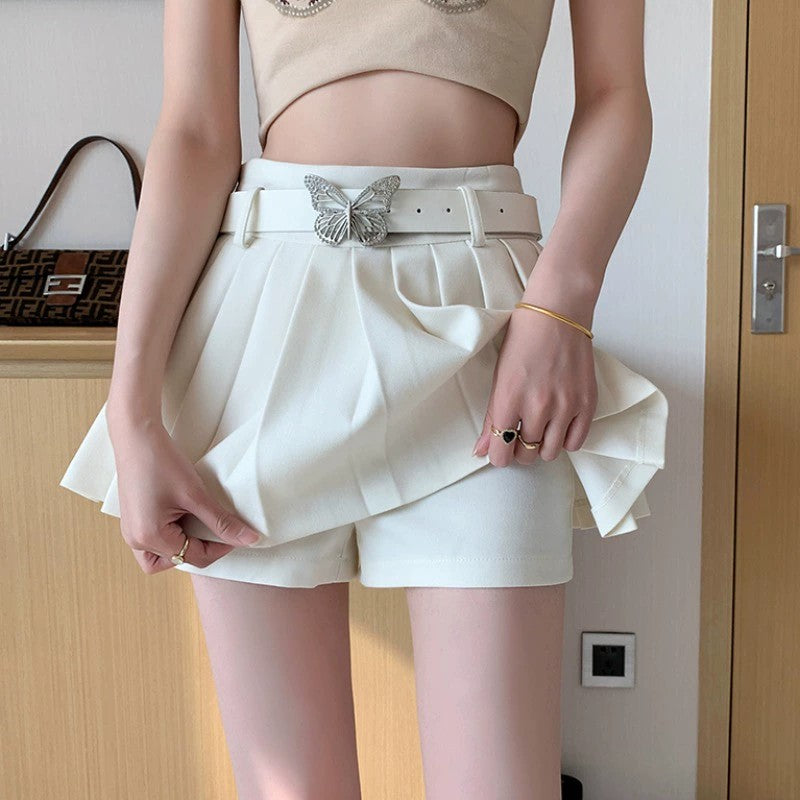 A-line skirt with pleated butterfly belt   HA2037