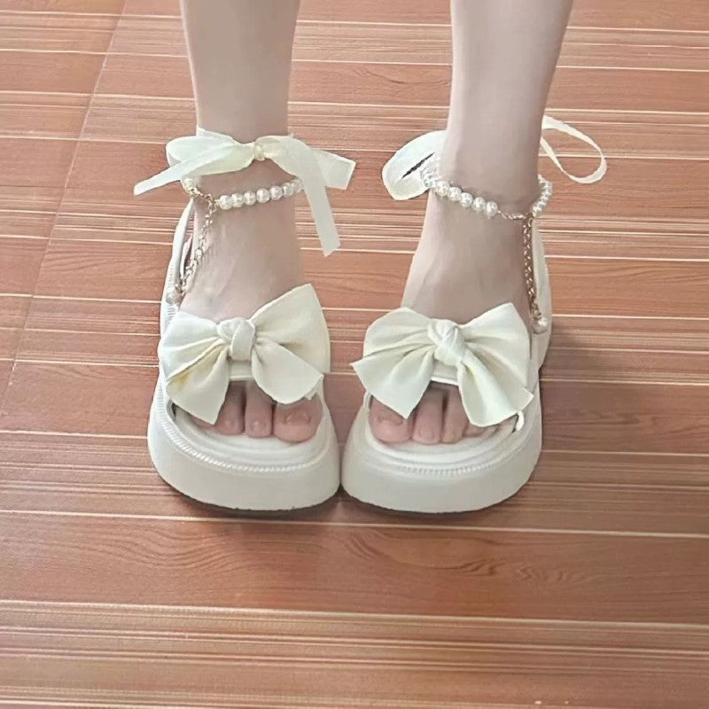 Bow net red platform Roman shoes   HA2106
