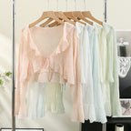 Ruffle Tie Sun Protection Cardigan   HA1786