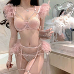 Sweet and Spicy Chain Feather Lace Lingerie Set   HA2000