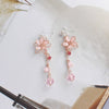 Pink Cherry Blossom Crystal Earrings Earrings Ear Clips   HA1994