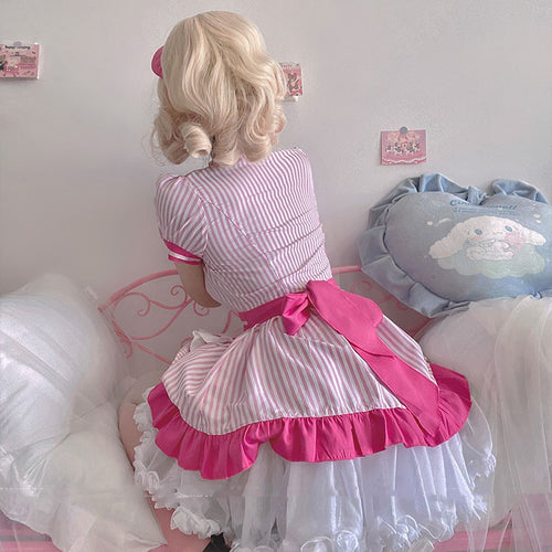 Striped Uniform Lolita Apron  HA2081