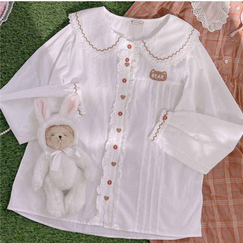 Cute Bear Embroidered Top   HA1749