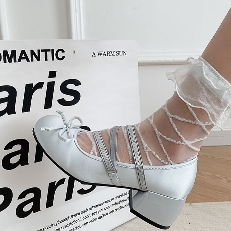 Bowknot Cross Strap Chunky Heels   HA2200