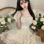Puff Sleeve Floral Dress   HA2209