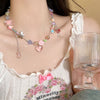 Colorful Beaded Heart Candy Necklace   HA2072