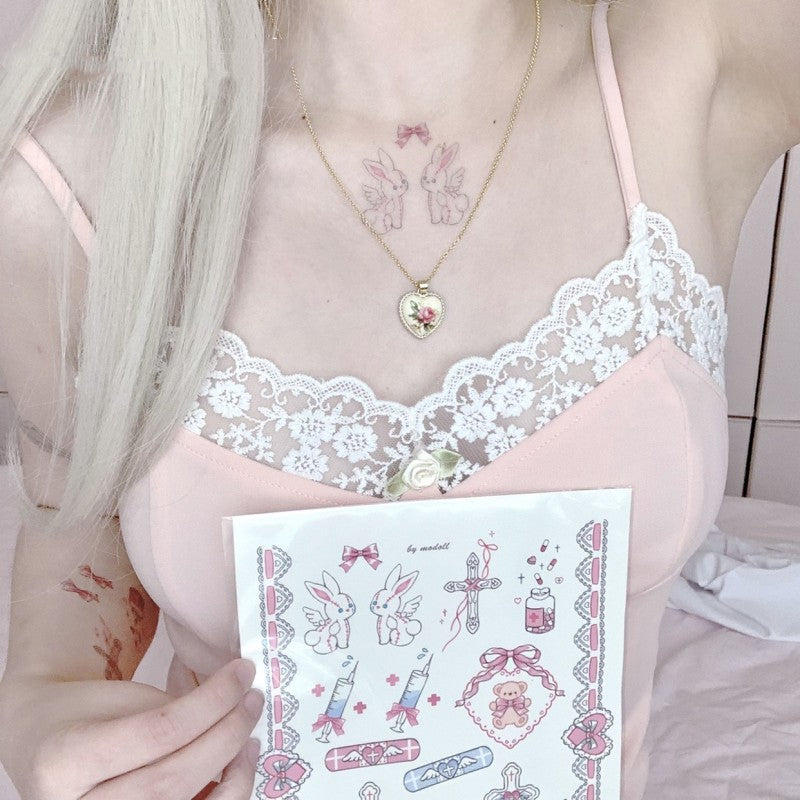 Angel Heart Leg Ring Tattoo Sticker   HA2061