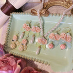 Ceramic Rose Pearl Necklace Earrings   HA1842