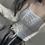 Cross tie heart lace top   HA2100