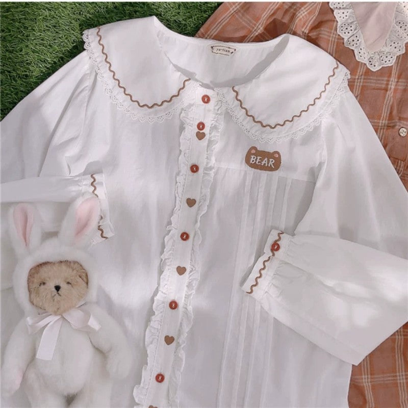 Cute Bear Embroidered Top   HA1749