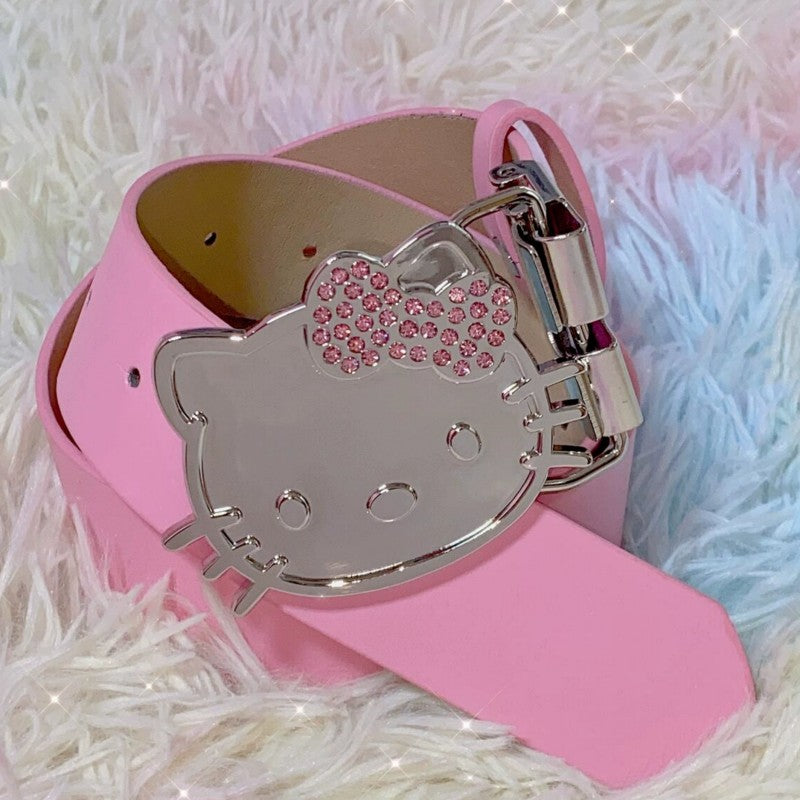 Spice Girl Pink Leather Belt with Rhinestones   HA1892