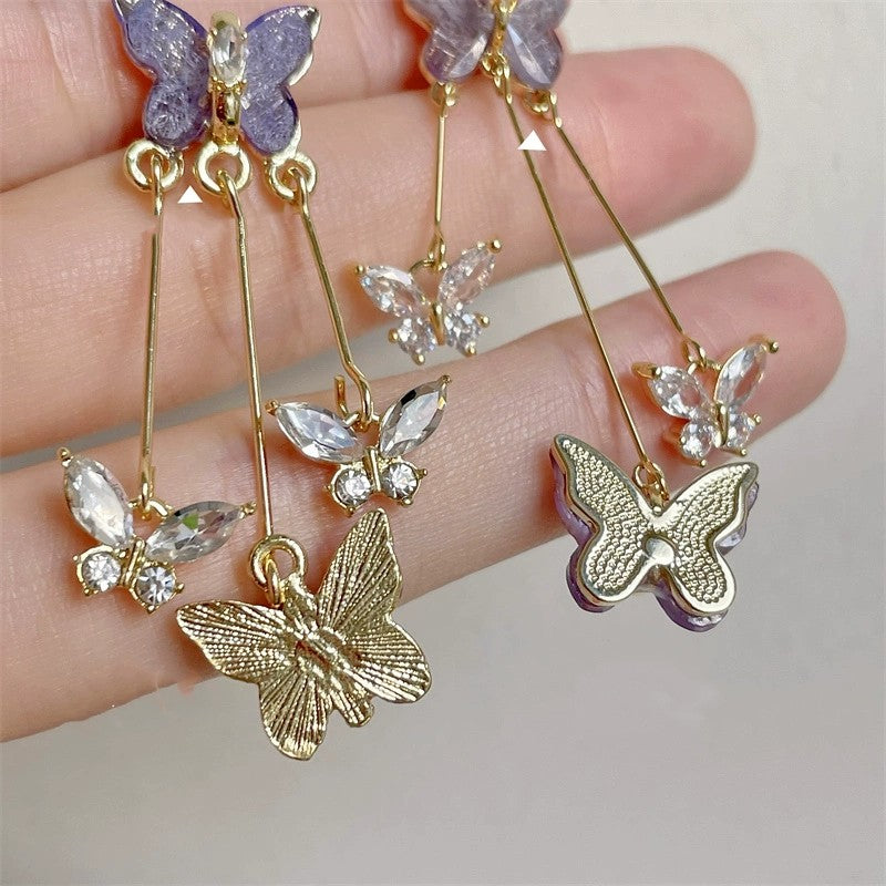 Purple Crystal Butterfly Earrings   HA1867