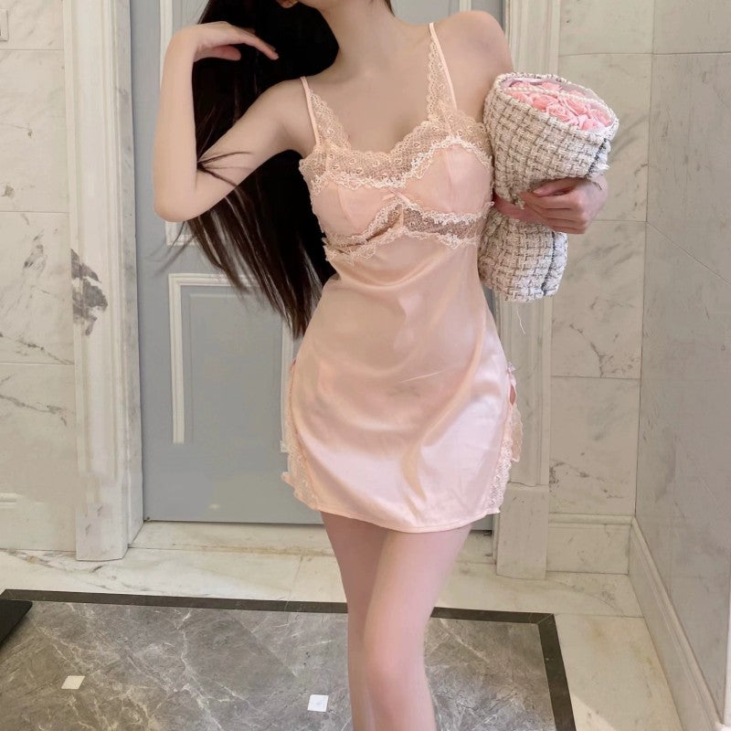 Light Pink Sling Satin Nightdress   HA2021