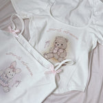 Rabbit bear short sleeve t-shirt suspenders   HA2141