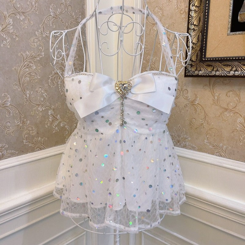 Halter Neck Bow Heart Camisole   HA1954