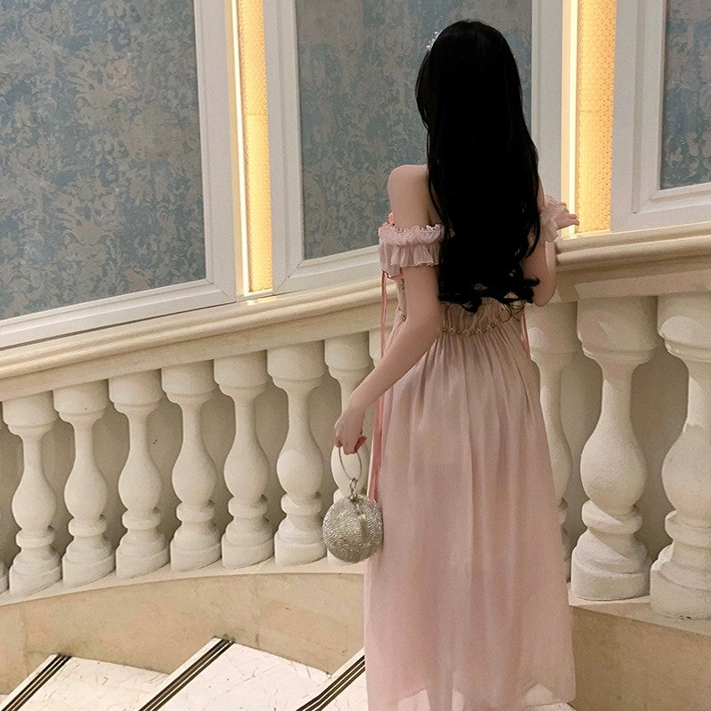 Pink fairy dress with straps   HA2006