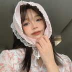Pink lace flower triangle scarf   HA1874