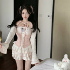 Autumn ruffled skirt three piece set   HA2137