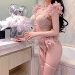 Sweet and Spicy Chain Feather Lace Lingerie Set   HA2000