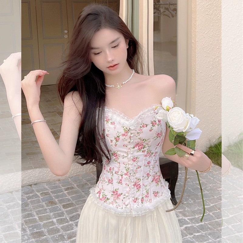 Slim Fit Sweet Floral Tube Top   HA1902
