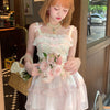 Pink princess lace suspender dress  HA1997