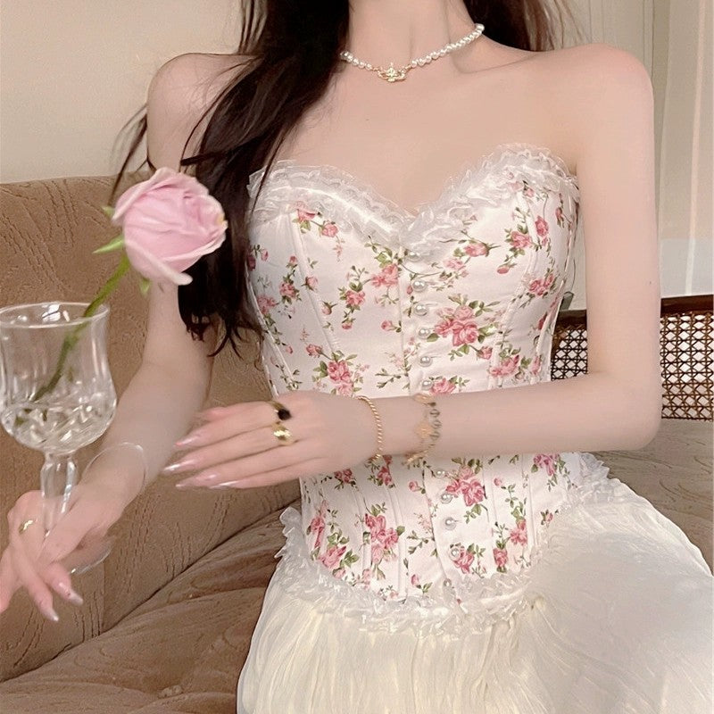 Slim Fit Sweet Floral Tube Top   HA1902