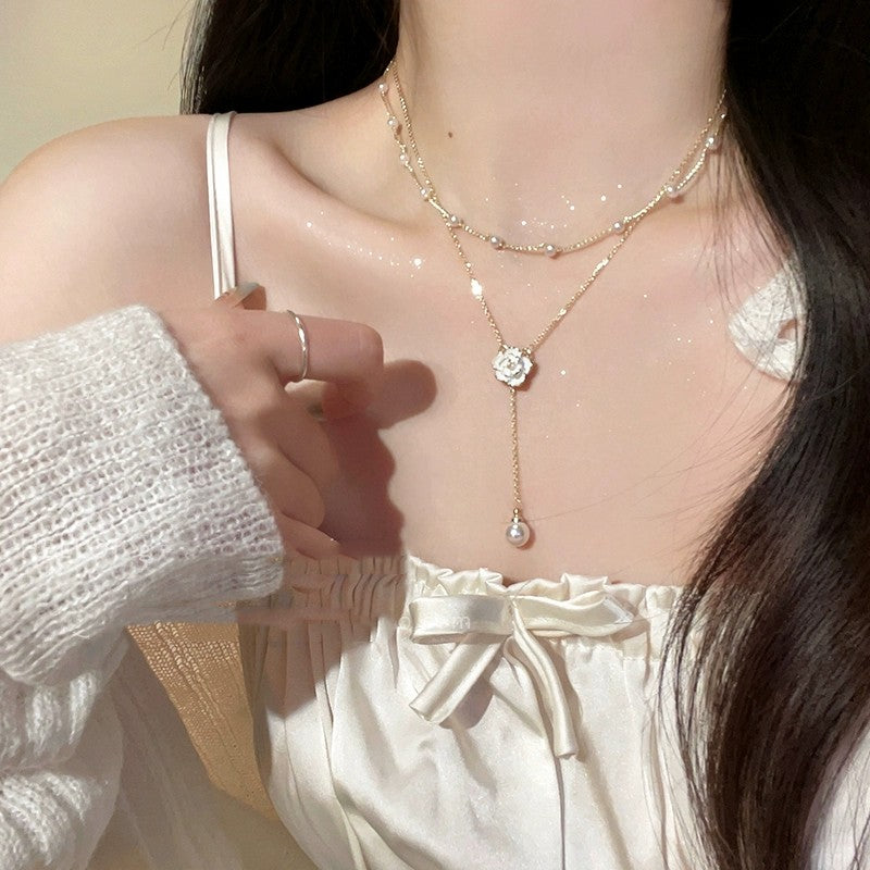 Women's double tassel pearl necklace   HA2142