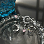 Pink Diamond Heart Star Moon Earrings   HA1880