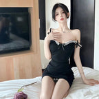 Black Bow Slip Dress   HA1780
