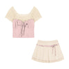 Knitted Lace Top A-Line Skirt Sweet Two-piece Set   HA2024