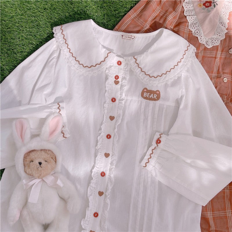 Cute Bear Embroidered Top   HA1749