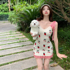 White v-neck strap dress HA1799