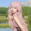 Pink long curly hair big wave wig   HA1976