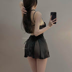 Lce silk thin suspender nightdress   HA2015