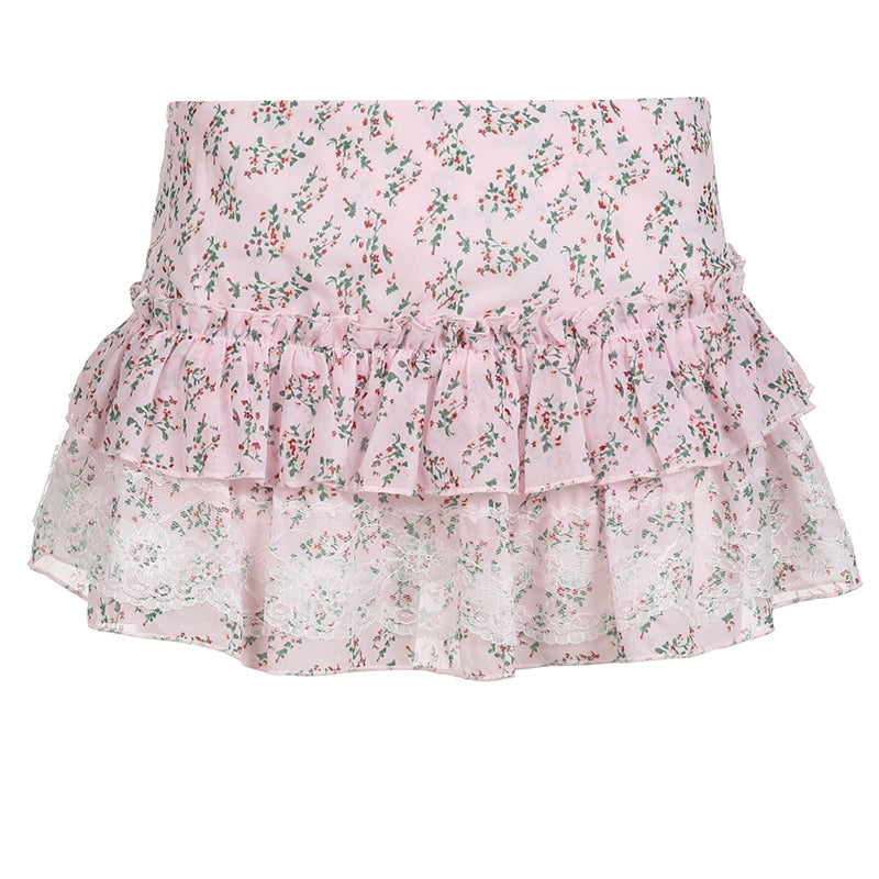 Pastoral Floral Pink Skirt   HA2070