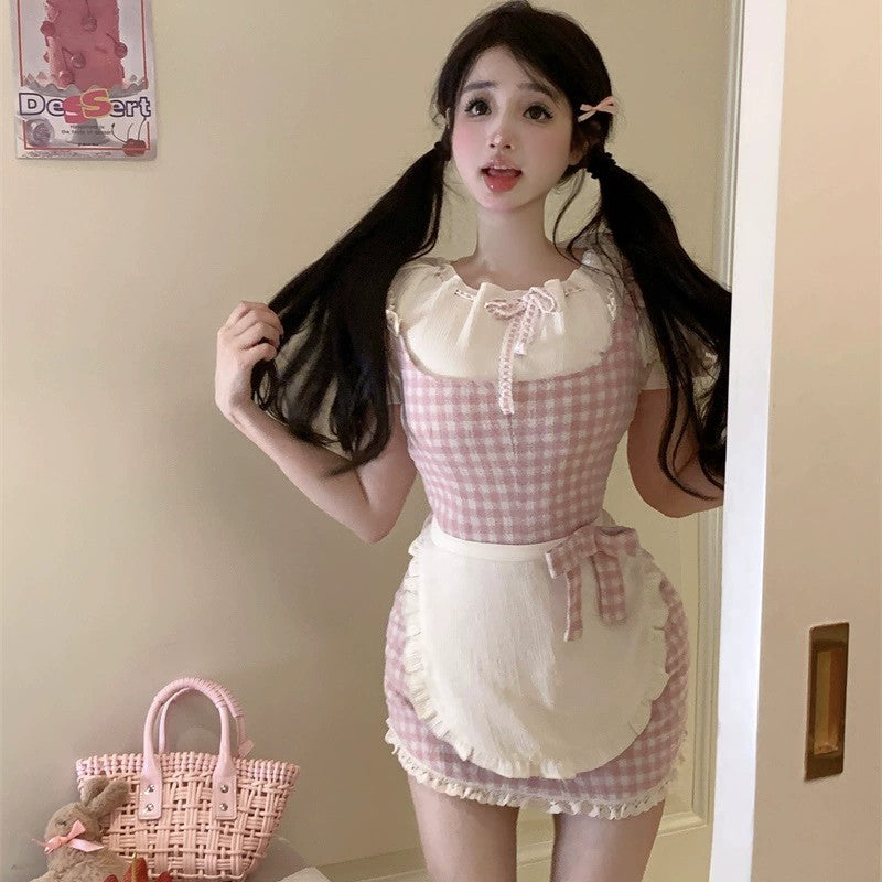 Sweet Plaid Sling Dress   HA1945