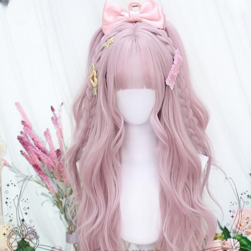 Peach bobo powder long wig   HA2184