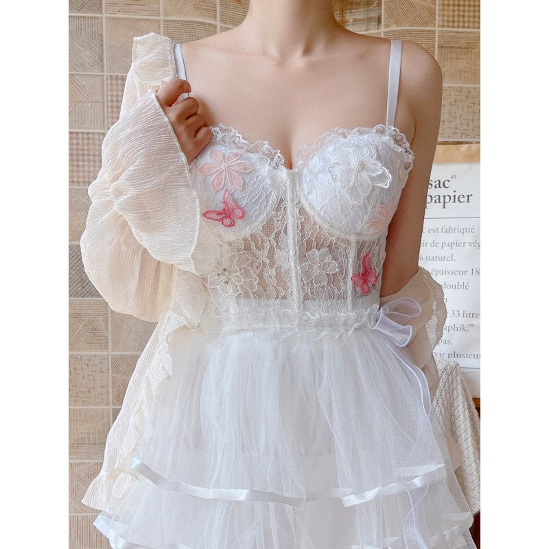 White Flower Butterfly Camisole   HA1847