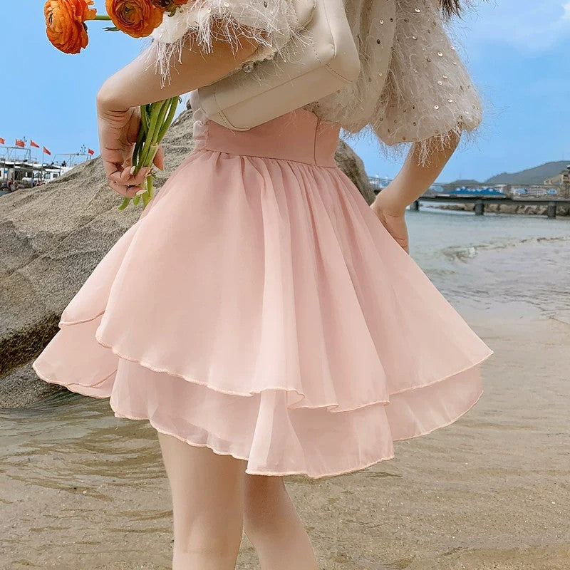 Pink mesh skirt   HA1846