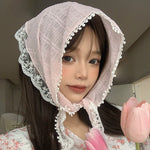 Pink lace flower triangle scarf   HA1874
