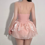 Cute Underwire Peach Pink One-Piece Swimsuit   HA2012
