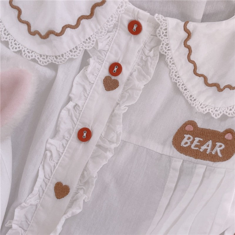 Cute Bear Embroidered Top   HA1749