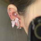 Pink Ribbon Bow Stud Earrings   HA1985