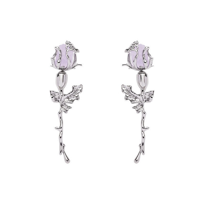 Purple Mineral Rose Earrings   HA1791