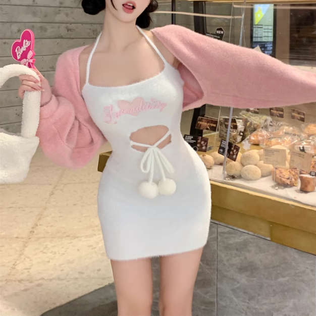 Sweet suspender dress suit HA2298