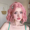 Pink short curly wig HA2294