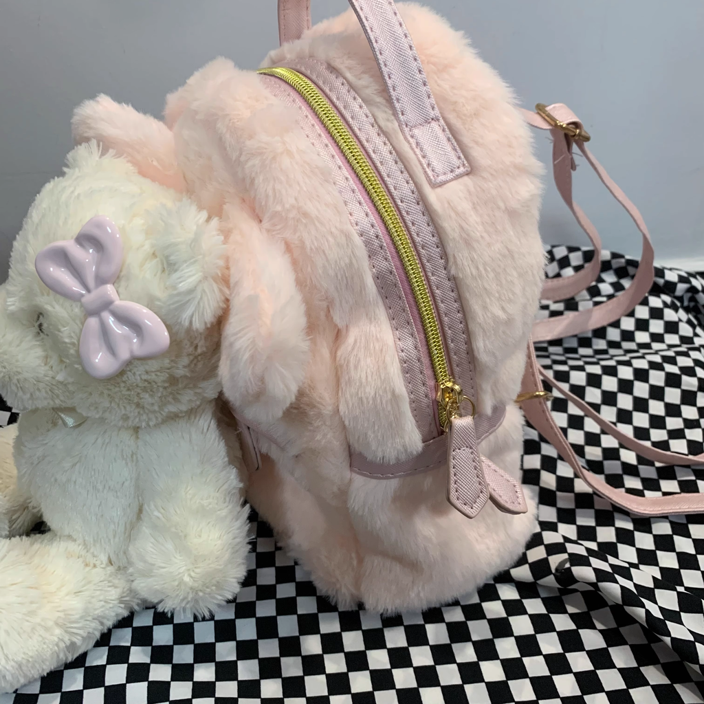 Pink plush bear backpack HA2324