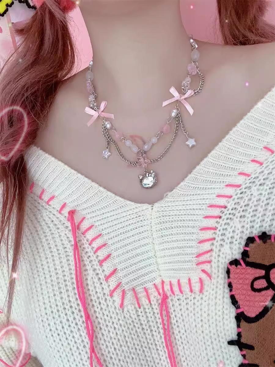 Cute Bow necklace HA2327