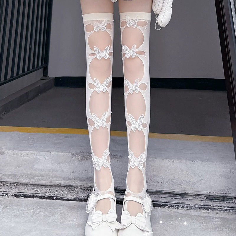 Butterfly hollow fishnet stockings HA2548